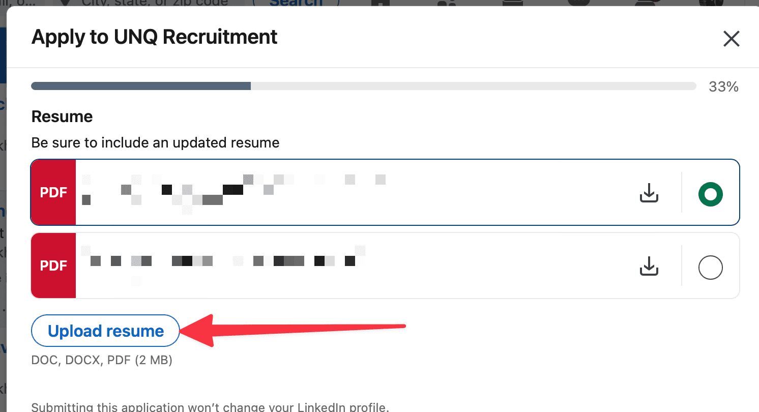 upload resume linkedin easy apply